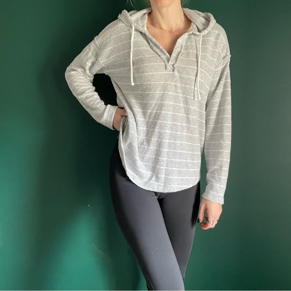 Altar’d State Comfy Grey Striped Pullover: Size Small